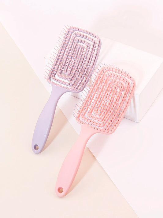 1 piece of hollowed out plastic handle scalp massage hair comb Smooth hair styling massage hair comb Special for real hair wigs