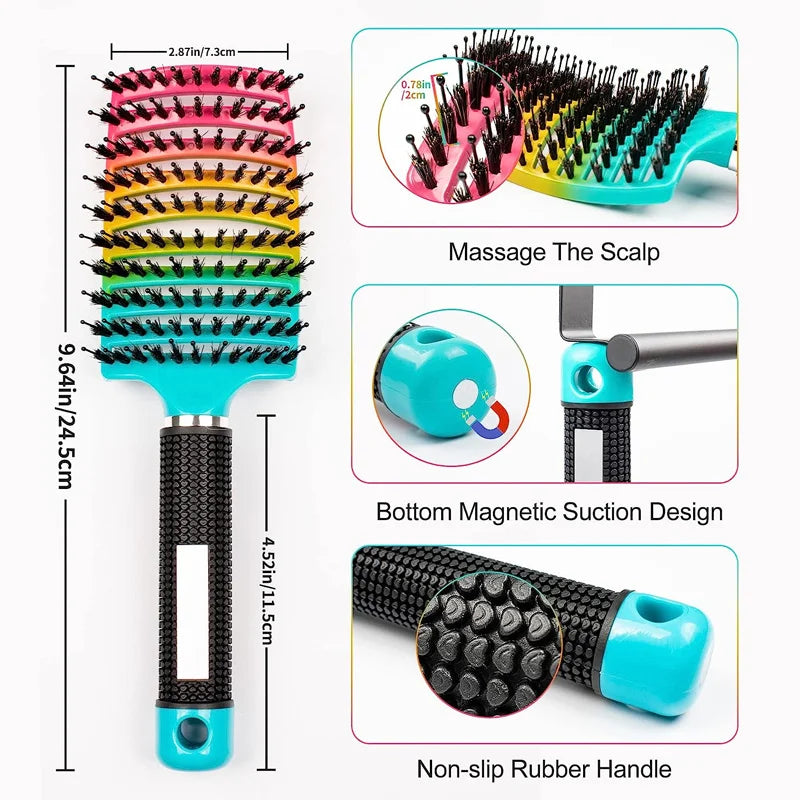 Magic Scalp Massage Brush for Women- Professional Detangling Tool for Wet and Curly Hair - Hairdressing Tool/ Herramienta profesional para desenredar cabello húmedo y rizado