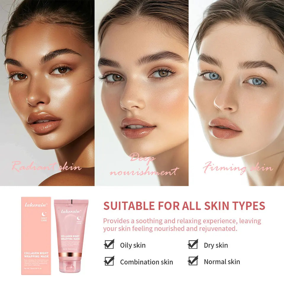 75ml Collagen Peel-off Mask Night Wrapping Facial Mud Firming mask Daily 100g Collagen Jelly Cream Hydrolyzed Collagen Skin Care