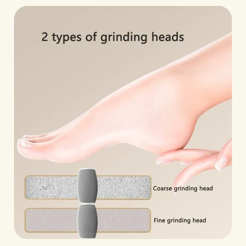 1 PC Electric Foot Grinder, Rechargeable Thick Leather Polishing Foot Grinder, and 2 Different Thickness Grinding Heads
