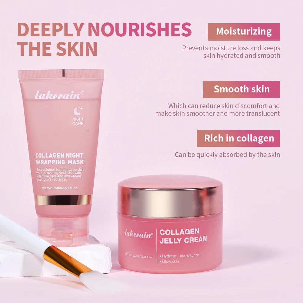 75ml Collagen Peel-off Mask Night Wrapping Facial Mud Firming mask Daily 100g Collagen Jelly Cream Hydrolyzed Collagen Skin Care