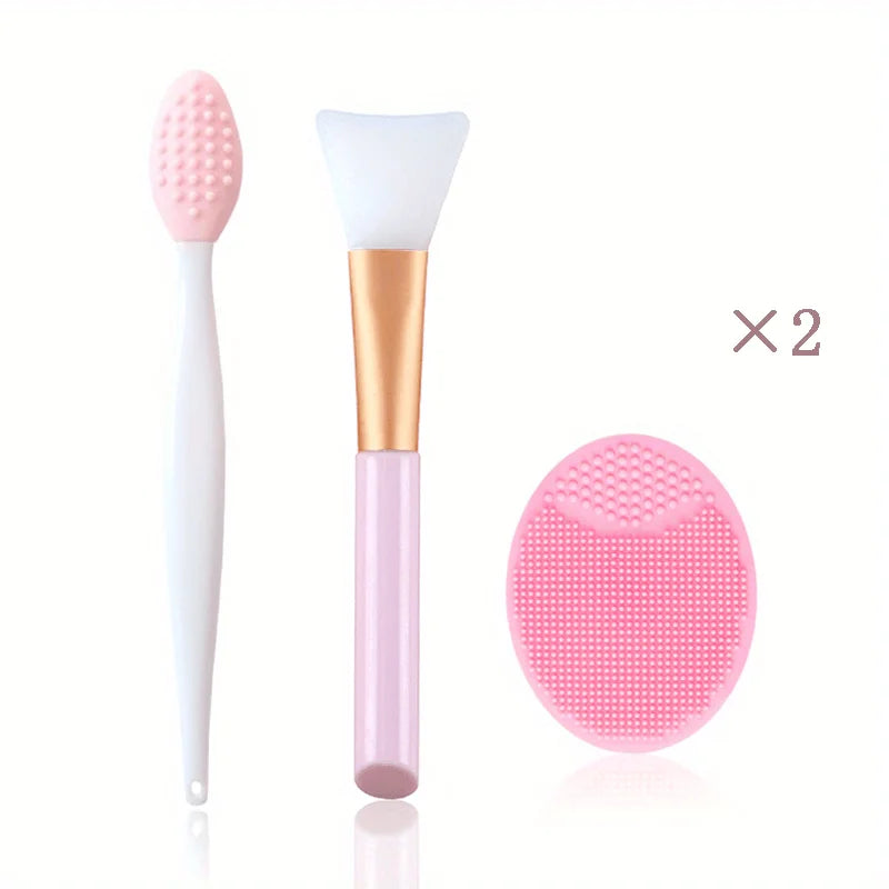 6-Piece Facial Brush Set, Manual Silicone Lip Exfoliating Brush, Nose Cleansing Brush, and Mask Brush for Facial Skin Care.- Cepillo exfoliante manual de silicona para labios, cepillo limpiador de nariz y cepillo para mascarillas.