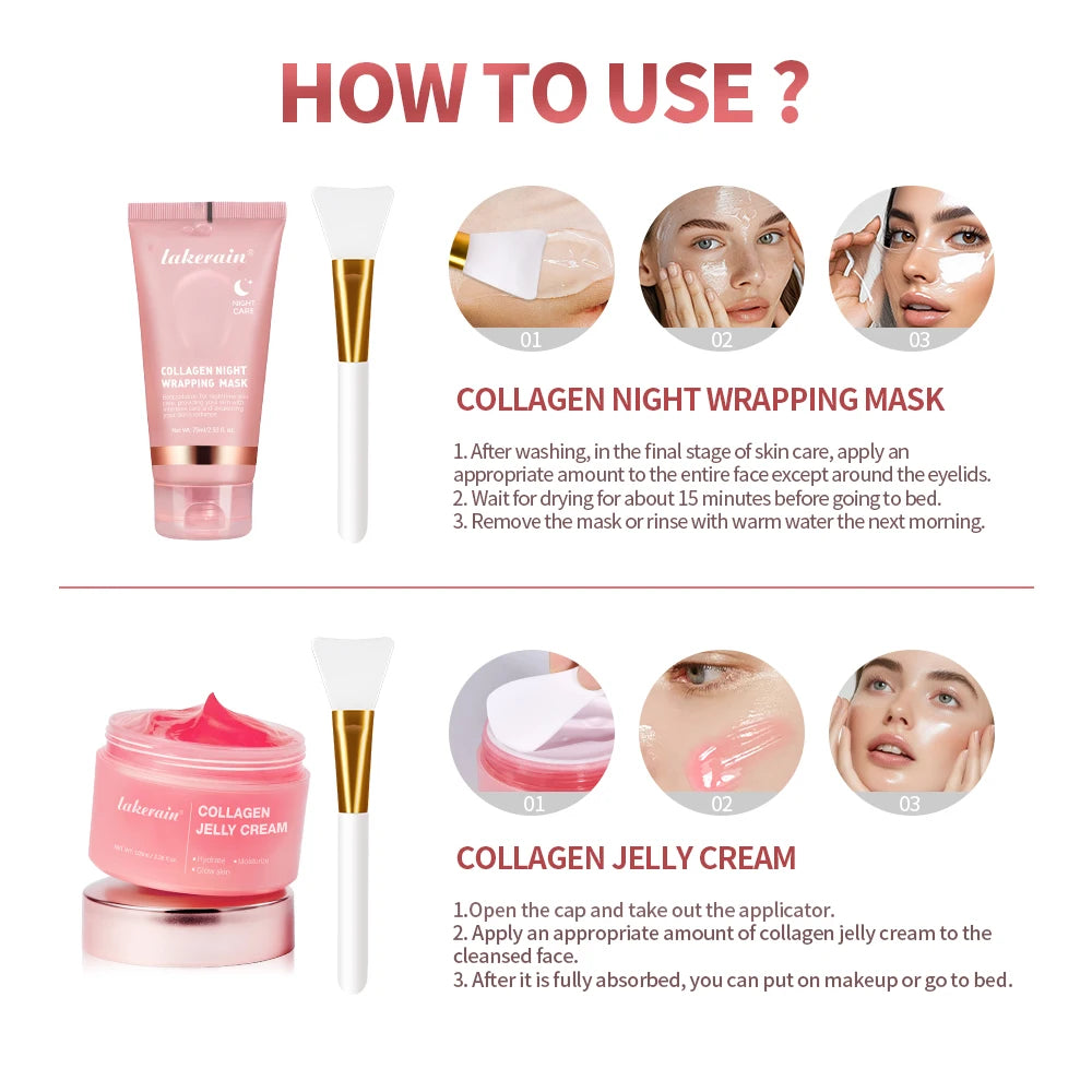 75ml Collagen Peel-off Mask Night Wrapping Facial Mud Firming mask Daily 100g Collagen Jelly Cream Hydrolyzed Collagen Skin Care