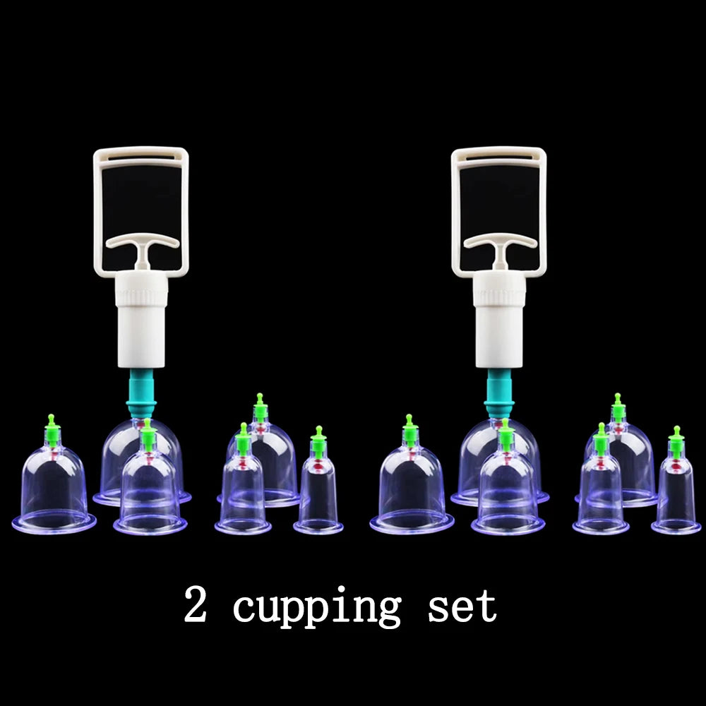 6Pcs Vacuum Cupping Sets with Pumping Gun Suction Cups Back Massage Body Cup Detox Anti Cellulite Cans Healthy Care Jars