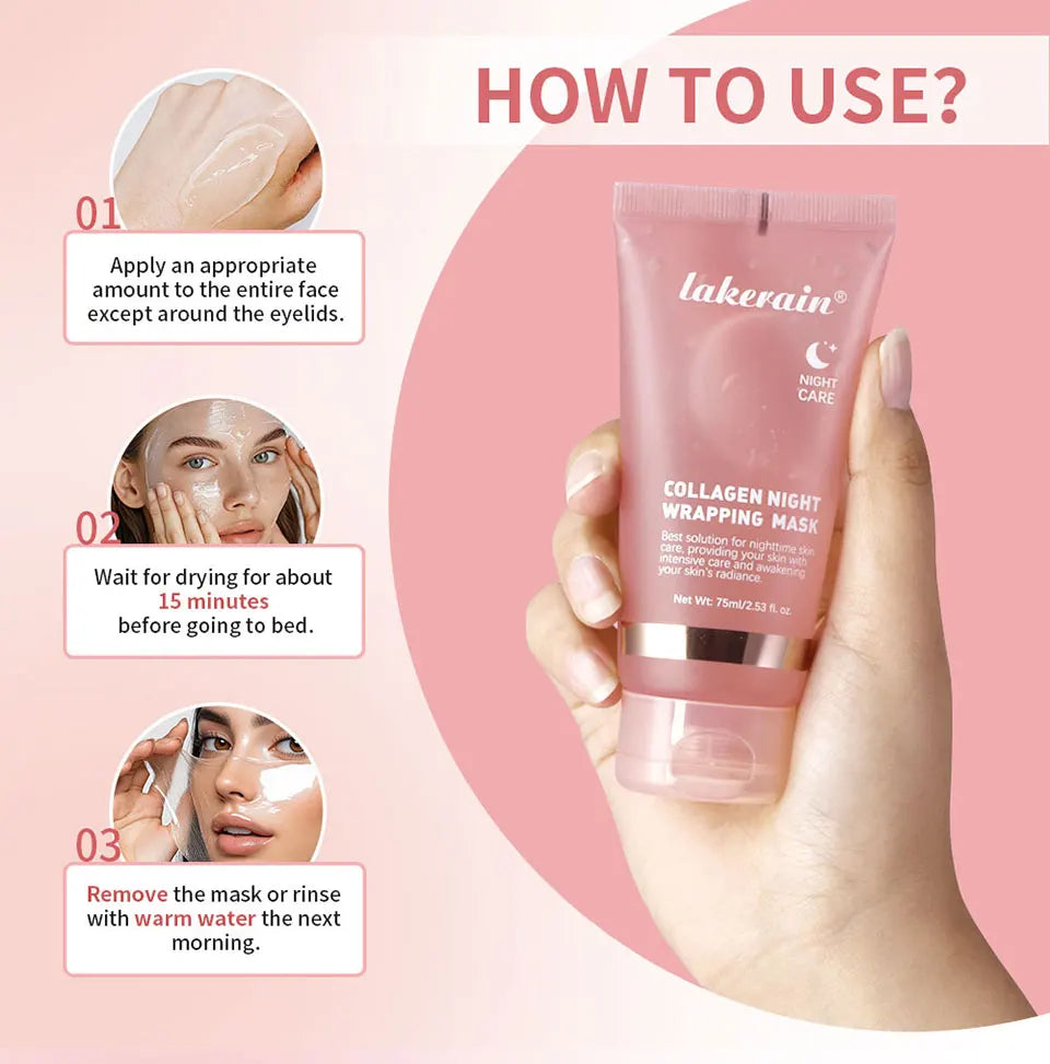 75ml Collagen Peel-off Mask Night Wrapping Facial Mud Firming mask Daily 100g Collagen Jelly Cream Hydrolyzed Collagen Skin Care