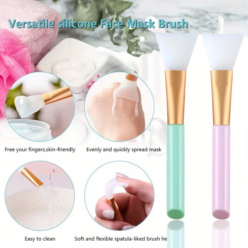 6-Piece Facial Brush Set, Manual Silicone Lip Exfoliating Brush, Nose Cleansing Brush, and Mask Brush for Facial Skin Care.- Cepillo exfoliante manual de silicona para labios, cepillo limpiador de nariz y cepillo para mascarillas.