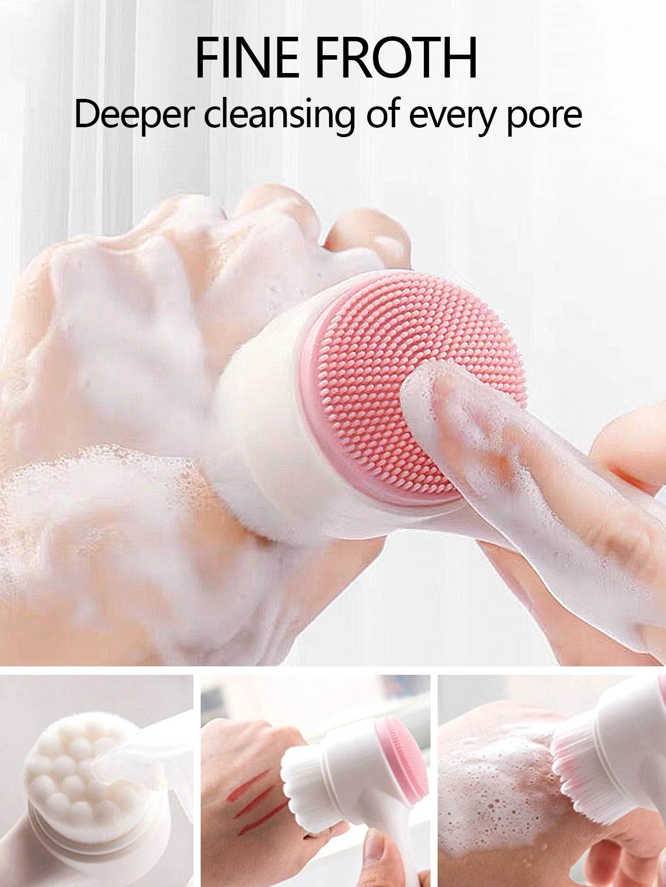 13/4pcs Facial Care Set, Makeup Sponges,  Silicone Exfoliating Brushes, with Hair Ties, for Deep Cleansing Skincare Kit