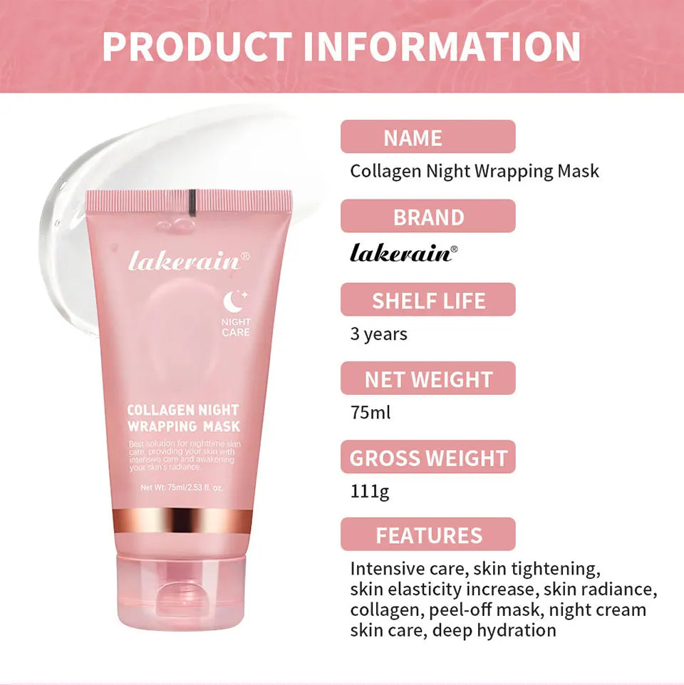 75ml Collagen Peel-off Mask Night Wrapping Facial Mud Firming mask Daily 100g Collagen Jelly Cream Hydrolyzed Collagen Skin Care