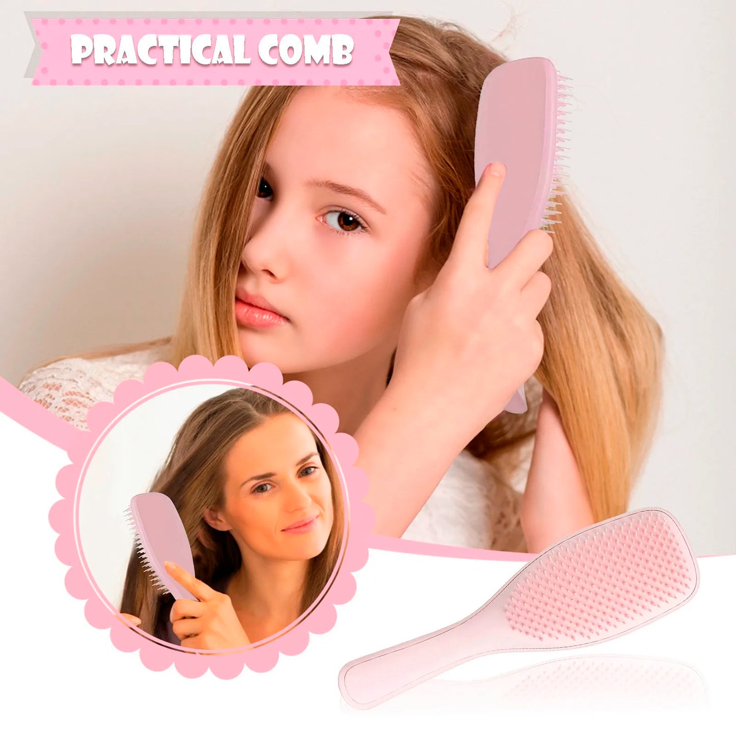 Detangling Hair Brush, Scalp Massager Comb for Women, Detangling Brush for Curly Hair Styling, Hair Salon Care Tool - Cepillo desenredante para el cabello, masajeador del cuero cabelludo, peine para mujeres.