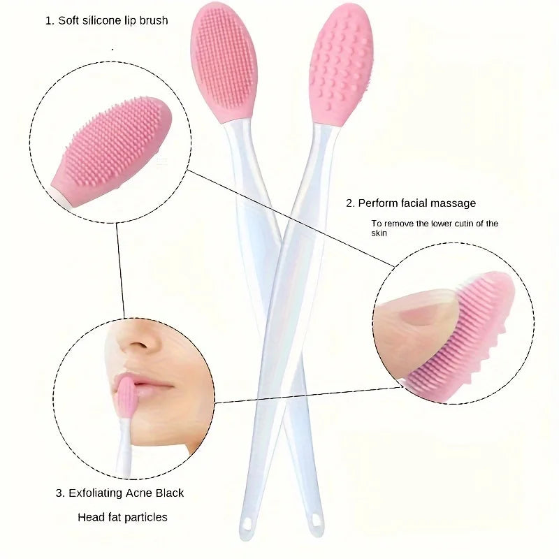 6-Piece Facial Brush Set, Manual Silicone Lip Exfoliating Brush, Nose Cleansing Brush, and Mask Brush for Facial Skin Care.- Cepillo exfoliante manual de silicona para labios, cepillo limpiador de nariz y cepillo para mascarillas.