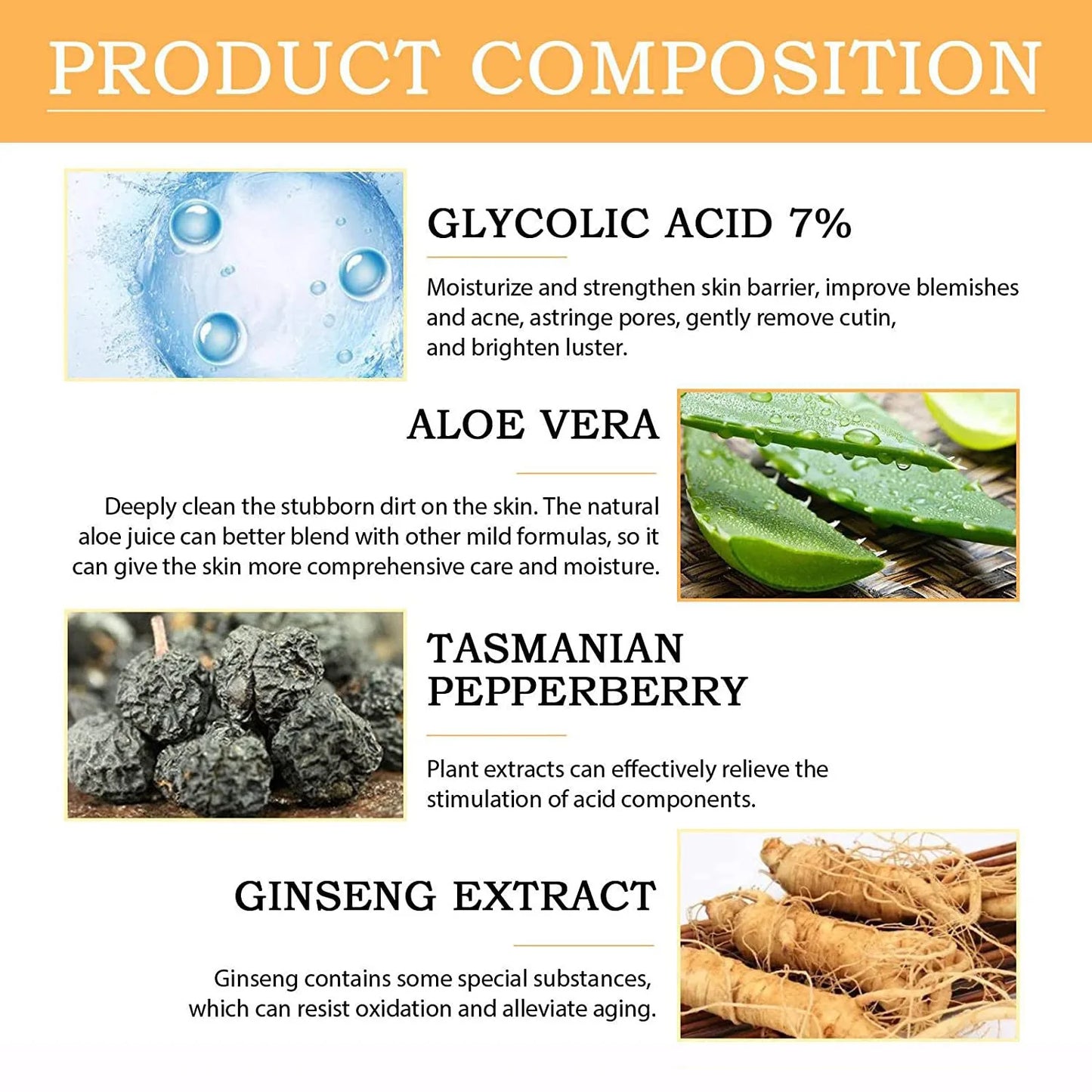7% Glycolic Acid Toning Solution, 100ml, for clearing acne and moisturizing the skin. Rejuvenating lotion./ Solución tonificante de ácido glicólico al 7% de 100 ml para eliminar el acné e hidratar la piel. Loción rejuvenecedora.