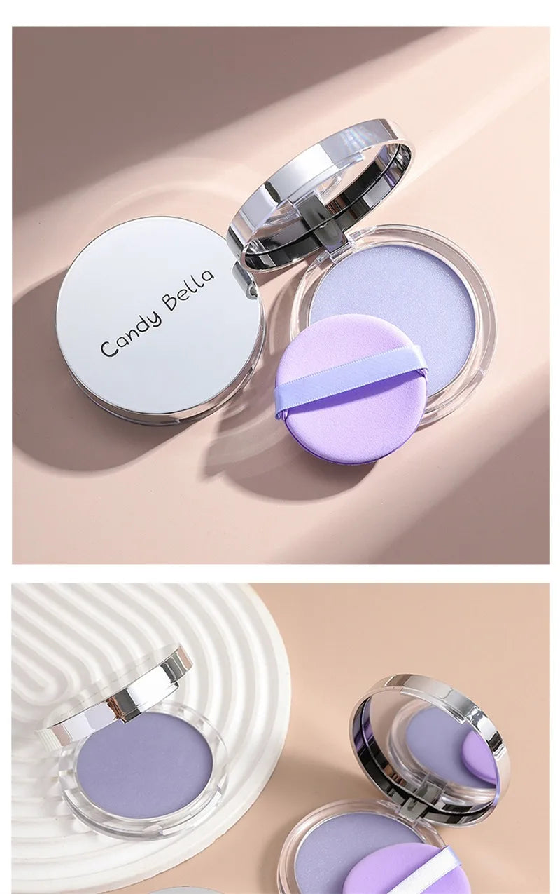 Matte Setting Powder Lasting Oil-control Purple Glitter Pressed Powder Brightening Face Powder Jelly Compact Foundation Makeup