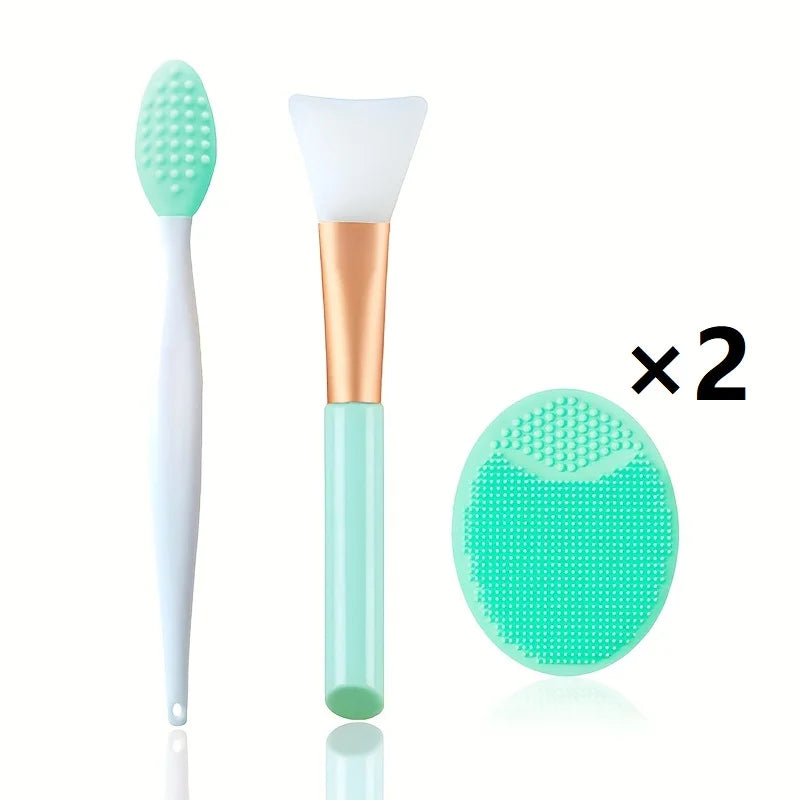 6-Piece Facial Brush Set, Manual Silicone Lip Exfoliating Brush, Nose Cleansing Brush, and Mask Brush for Facial Skin Care.- Cepillo exfoliante manual de silicona para labios, cepillo limpiador de nariz y cepillo para mascarillas.